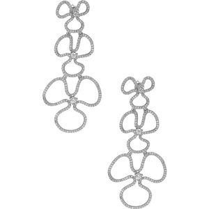 Suzy Levian Sterling Silver CZ Flower Drop Dangle Earrings
